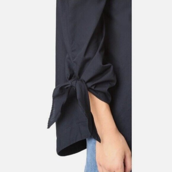 Free People Tie Sleeve Off The Shoulder Strapless Navy Black Top (Ladies Size M) - Picture 3 of 9